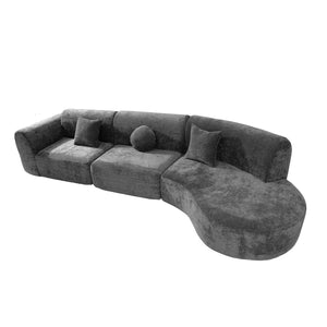 English Elm Christopher Knight Home® - 140" Modern Curved Sectional Sofa with Plush High-Density Sponge, Chaise, Fully Assembled Luxe Seating Dark Gray N767P277684R