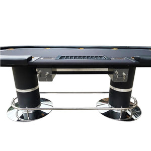 English Elm Ino Design Oval Poker Table with Waterproof Felt Cup Holders and Locking Steel Drop Box W2748S00001