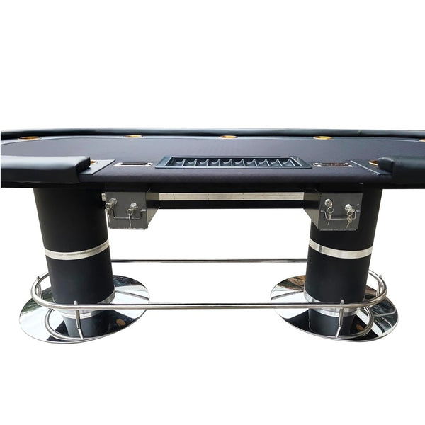 English Elm Ino Design Oval Poker Table with Waterproof Felt Cup Holders and Locking Steel Drop Box W2748S00001