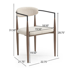 English Elm Dining Arm Chairs Set of 2 Gold Accent Iron Frame Upholstered Modern Minimalist Beige+Black N771P392272H
