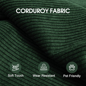 English Elm 78.8" Compression Sofa Convertible Floor Bed with Corduroy Fabric, No-Assembly Modular Futon, Supportive Backrest and Armrests Green W2824P373432