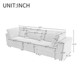 English Elm [ Video Provided] 105'' 3 Seater Sofa With Removable Back Cushions and 5 Pillows , For Living Room, Apartment, Spacious Space