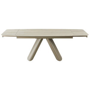 English Elm Retractable Sintered Stone Extendable Dining Table Seats Eight with Steel Base W5630S00002
