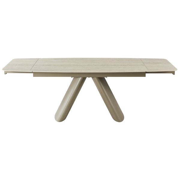 English Elm Retractable Sintered Stone Extendable Dining Table Seats Eight with Steel Base W5630S00002