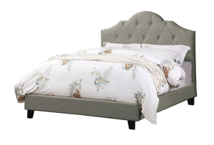 English Elm Majestic Full Size Bed Frame With Adjustable Headboard – Elegant Grey Tufted Upholstery & Wood Design B011S01428