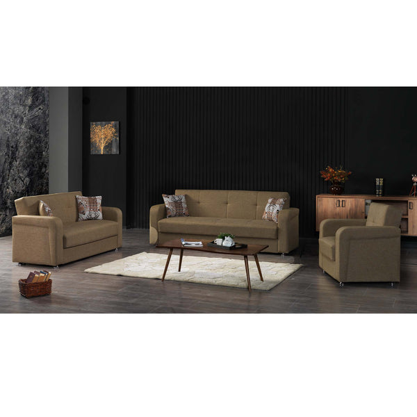 English Elm PrimeNest Upholstered Convertible Loveseat with Storage and Click-Click Sleeper, Chenille Comfort Brown B030P281725