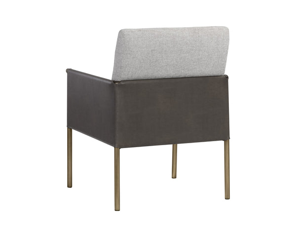 Sunpan Bellevue Lounge Chair - Elegant Upholstered Design with Antique Brass Frame and Unique Textures Belfast Heather Grey / Bravo Ash