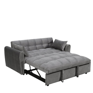 English Elm 65-inch Velvet Convertible Futon Sofa Bed with Adjustable Back for Living Room Dark Gray W2564S00070