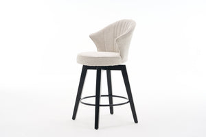 English Elm 008-Wing Upholstered Swivel Counter Stools Set of 2 with Solid Wood Legs, Chenille Comfort & 250lb Capacity White W2636P239835