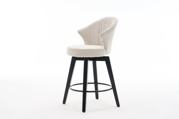 English Elm 008-Wing Upholstered Swivel Counter Stools Set of 2 with Solid Wood Legs, Chenille Comfort & 250lb Capacity White W2636P239835