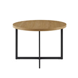 42" Metal and Wood Modern Round Dining Table Coastal Oak, Black CNRD1DCO Walker Edison