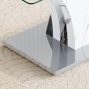 English Elm Table 7-Piece Modern Dining Set With Glass Top, Artistic Mdf Legs, And 6 Comfortable Pu Chairs W1151S03803-GIGA