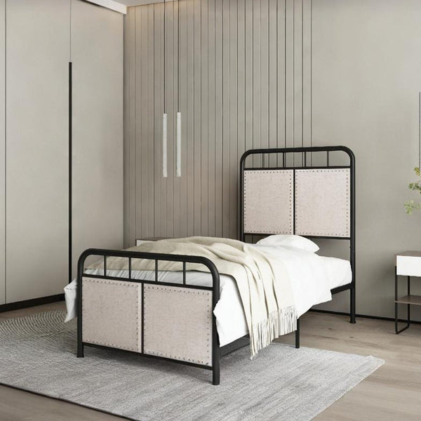 English Elm Twin Sturdy Metal Bed Frame for Twin Mattress — Quiet, Tool-Included Assembly, No Box Spring Needed, 300LB Capacity Black 44.49 L x 42.72 W x 5.31 H W2297P347758