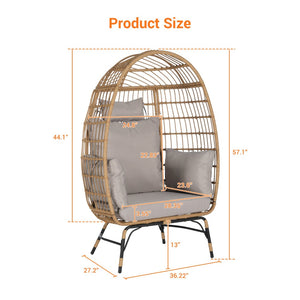 English Elm Wicker Egg Chair Oversized Pe Rattan with Cushion for Patio Balcony Porch W874P266326