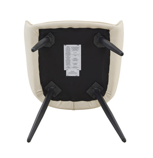 English Elm Dining Chairs Set Of 4 – Elegant Off-White Faux Leather With Gold Accents & Sturdy Black Legs W3493P356426