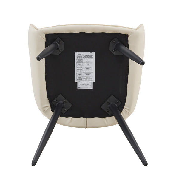 English Elm Dining Chairs Set Of 4 – Elegant Off-White Faux Leather With Gold Accents & Sturdy Black Legs W3493P356426