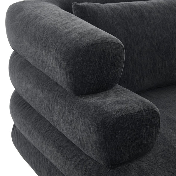 English Elm Oversized Chenille Chaise Lounge Deep Seat Sculptural Armrests Modern Living Room Retreat Black N763P326441B