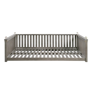 English Elm Topmax Acacia Wood Porch Swing Bed Sloped Frame Outdoor Lounger for Backyard Patio Gray WF319383AAE