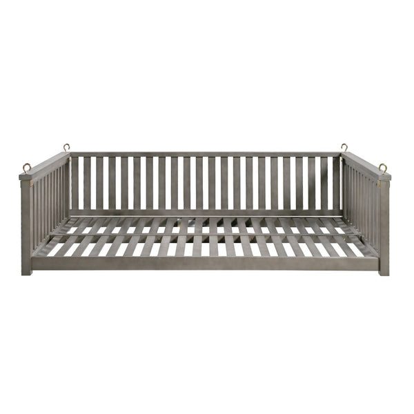 English Elm Topmax Acacia Wood Porch Swing Bed Sloped Frame Outdoor Lounger for Backyard Patio Gray WF319383AAE