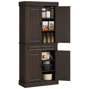 English Elm Homcom 71" Freestanding Kitchen Pantry With 4 Doors, Stylish Storage, Versatile Organization Solution W2225S00050