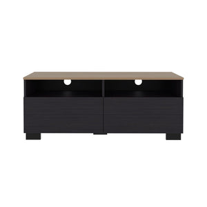 English Elm Tanner Low Profile Tv Stand with Open Shelves Two Tone Wood Finish Media Console B092P439923