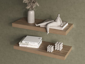 English Elm Floating Shelf Dallas Beige Pine Set of Two 32" Engineered Wood Wall Shelves for Living Room Decor B092P238730