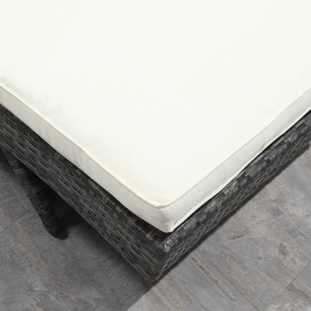 English Elm Outsunny Wicker Chaise Lounge Chair - Elegant Cream Outdoor Lounger With Adjustable Backrest & Wheels W2225P200439-GIGA