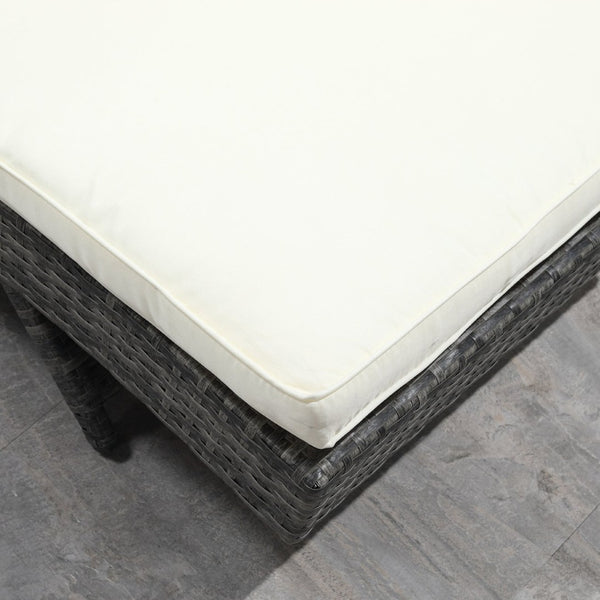 English Elm Outsunny Wicker Chaise Lounge Chair - Elegant Cream Outdoor Lounger With Adjustable Backrest & Wheels W2225P200439-GIGA