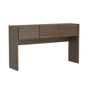 English Elm Linda Modern Console Table with 3 Spacious Drawers, Sleek Hardware-Free Design, Natural Grain Texture Walnut Brown B365P398090