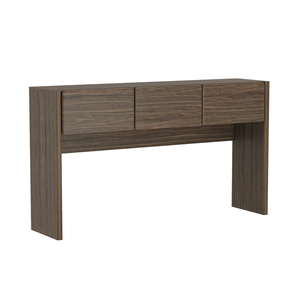English Elm Linda Modern Console Table with 3 Spacious Drawers, Sleek Hardware-Free Design, Natural Grain Texture Walnut Brown B365P398090