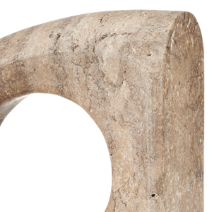 Russo Modern Travertine Object Set of 2 – Unique Brown Sculptures for Elegant Bookends & Décor