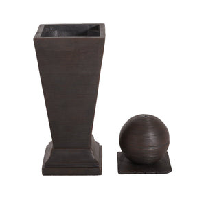 English Elm Christopher Knight Home® - 35.5"H Dark Brown Tall Column Fountain with LED Uplight, Concrete Retro Design, Weather-Resistant Serenity N765P324537G