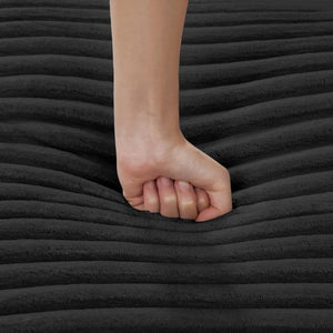 English Elm 129" Oversized Sectional Sofa U-Shaped Corduroy Chaise Lounge with Curved Armrests Plush Foam Comfort Black N719S001690B