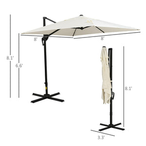 English Elm Outsunny 8Ft Cantilever Patio Umbrella With 360° Rotation & 3-Position Tilt For Ultimate Shade Comfort W2225P200786-GIGA