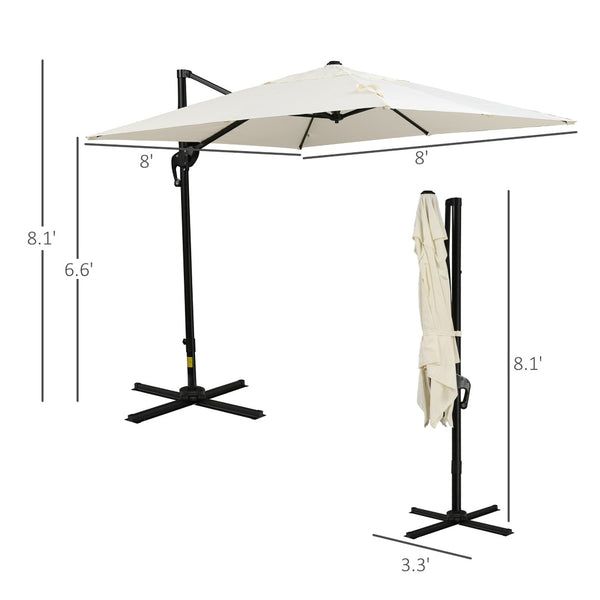 English Elm Outsunny 8Ft Cantilever Patio Umbrella With 360° Rotation & 3-Position Tilt For Ultimate Shade Comfort W2225P200786-GIGA