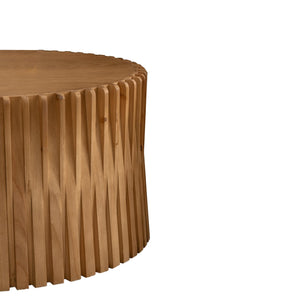 English Elm Vintage Cylindrical Nesting Coffee Table Set, Textured Embossed Wood Accent Tables for Living Room Natural W757P195740
