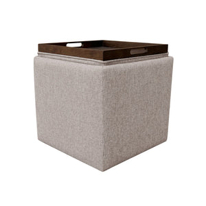 English Elm Soa Square Woven Fabric Storage Ottoman with Lift Off Tray Top for Living Rooms Brown B056P412625