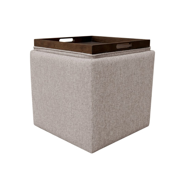 English Elm Soa Square Woven Fabric Storage Ottoman with Lift Off Tray Top for Living Rooms Brown B056P412625