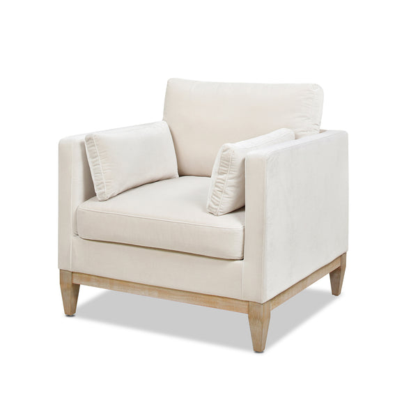 English Elm Jennifer Taylor Home - Knox 36" Modern Farmhouse Arm Chair In French Beige Velvet - Cozy, Durable Comfort For Any Space B2719P238329