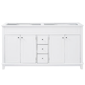 English Elm Christopher Knight Home® - 58" Bathroom Vanity Cabinet Base with Solid Wood Legs, 3 Drawers & 4 Soft-Close Doors, Open-Back Design, Adjustable Anti-Tip Feet, White Finish N759P351759K
