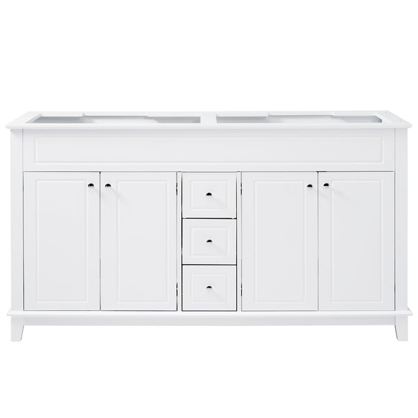 English Elm Christopher Knight Home® - 58" Bathroom Vanity Cabinet Base with Solid Wood Legs, 3 Drawers & 4 Soft-Close Doors, Open-Back Design, Adjustable Anti-Tip Feet, White Finish N759P351759K