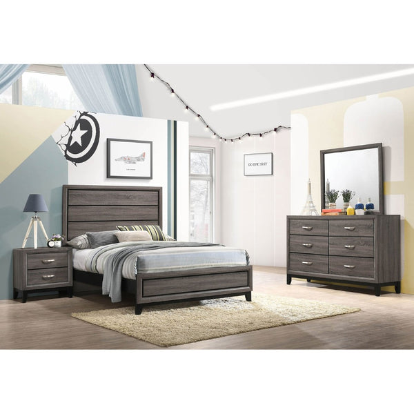 English Elm Cabrillo Two-tone Grey Oak Twin Bedroom Set with Nickel Hardware and Dovetail Storage B062S01685