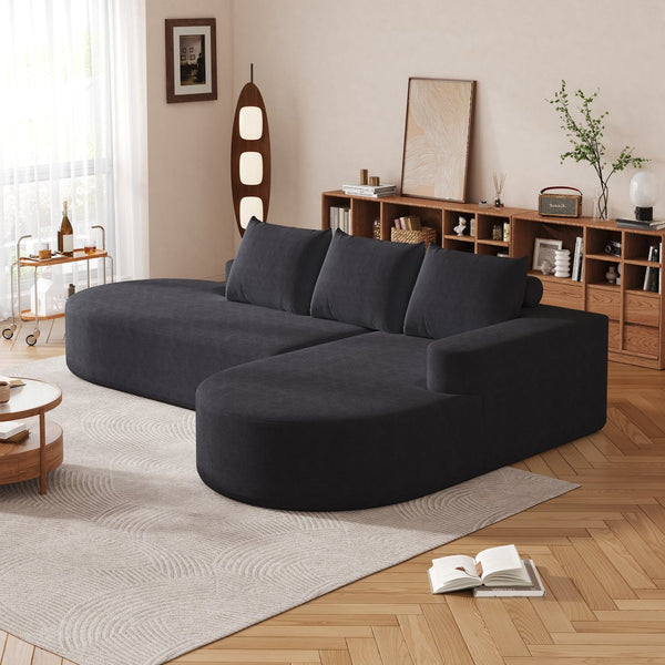 English Elm Modern Curved Sectional Sofa Set - Chenille Upholstered L-Shaped Couch For Stylish Living Room Comfort W834S00450