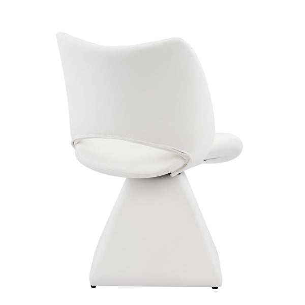 English Elm The Swivel Dining Chair with Hollow Cutout Back Faux Leather Hardwood Frame Modern White W3612P436511