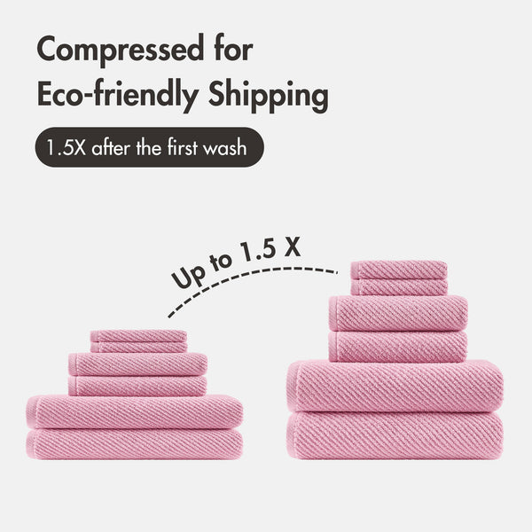 JLA Home Madison Park - 100% Cotton Zero-Twist 6-Piece Diagonal Ribbed Towel Set — 504 GSM Plush, Quick-Dry, Highly Absorbent Everyday Essentials MP73-8857