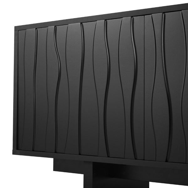 English Elm Retro Wood Grain Media Console Wavy Door Cabinet for Living Room Tvs 75 In N721P379534B