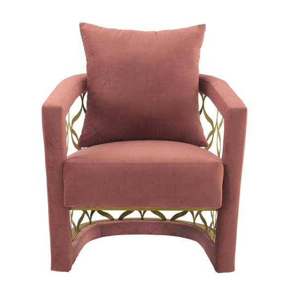 English Elm Corelli Blush Fabric Accent Chair with Intricate Inlay, Brushed Gold Legs, Durable Upholstery, No Assembly B2736P354384