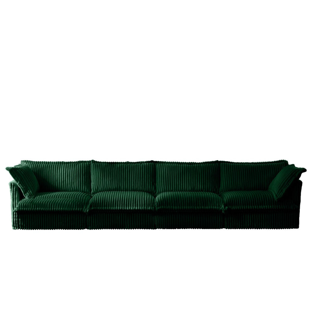 English Elm Slipcovered 4-Seater Sofa In Soft Green Corduroy - Extra Deep, Modular, And Comfy For Living Rooms! W3041S00084-GIGA