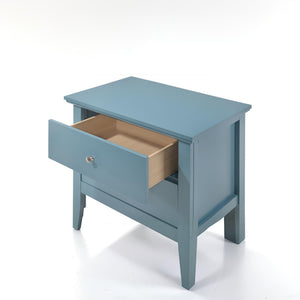 English Elm Teal Transitional Nightstand 24"H x24"W x16"D — Vivid Teal Finish, 2 Drawers, No Assembly Needed B078107988