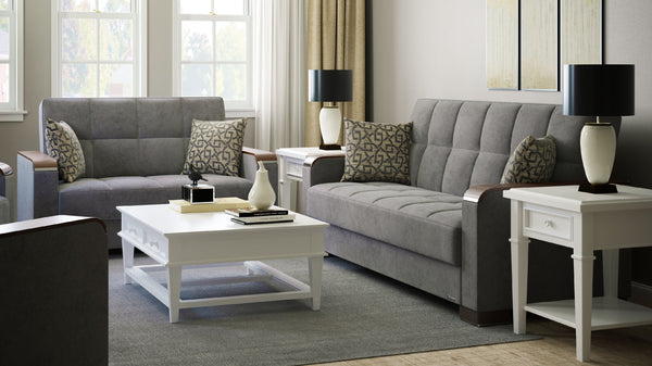 English Elm PrimeNest ZenAero X Upholstered Convertible Loveseat with Storage, Microfiber Comfort, Space-Saving Design Gray B030P281765